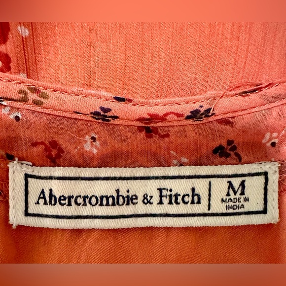 Abercrombie & Fitch Boho Print Dress Sz M Coral Floral Romantic Fall FAIRYCORE - Picture 8 of 10